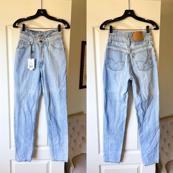 Aligrace Double Waisted Customs Jeans High Rise 90s Light Medium Wash 24 NWT - Picture 2 of 8